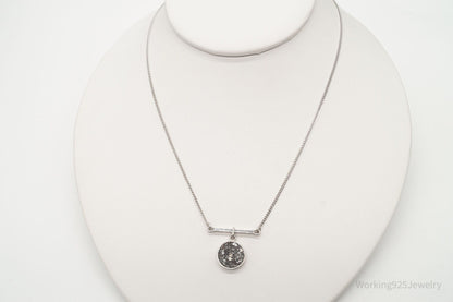 Vintage Druzy Quartz Modernist Sterling Silver Chain Necklace