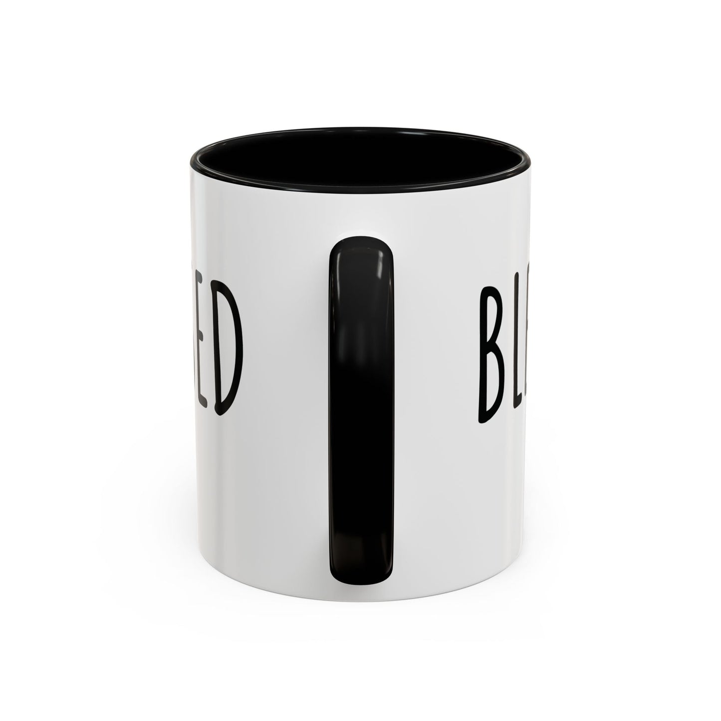 Blessed Farmhouse Mug with Black Handle, Rae Dunn Inspired - Cottage Style Coffee Mug