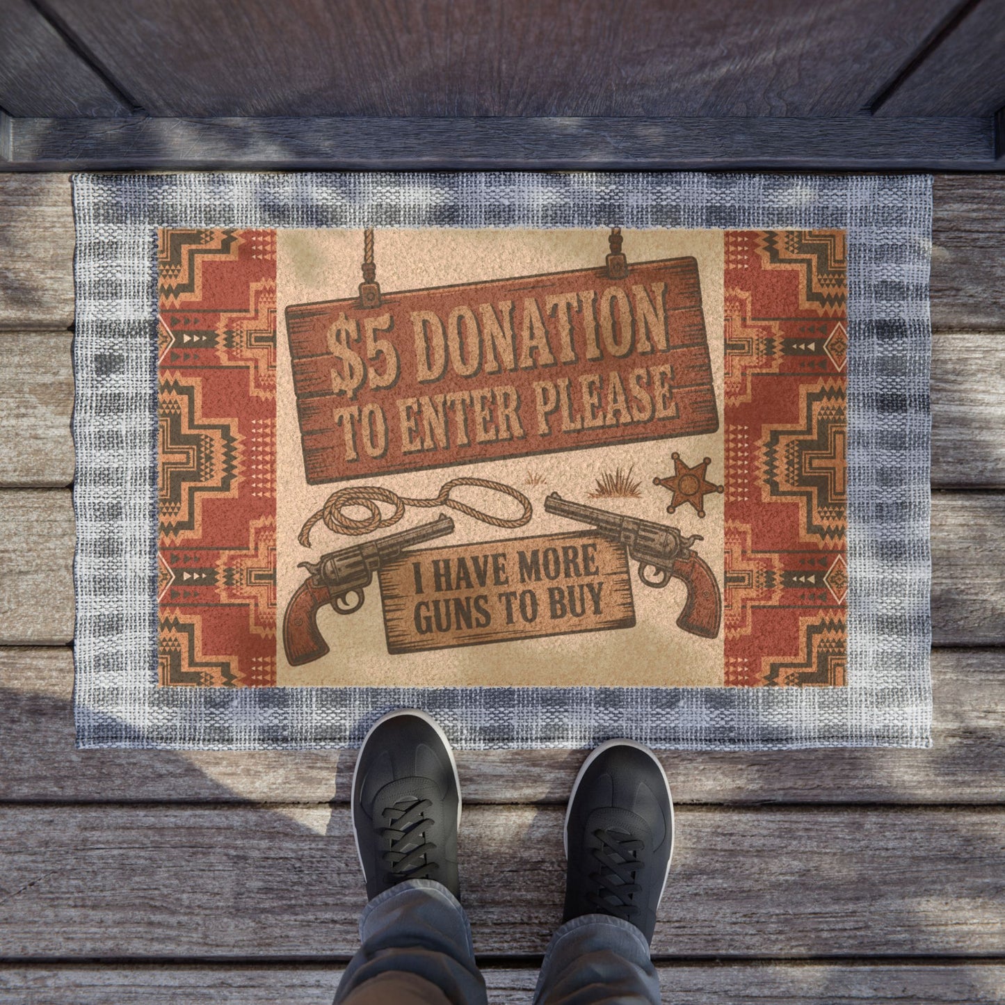 Western-Inspired Doormat, Rustic Entryway Mat, Cowboy Theme Welcome Mat, Home Decor, Fundraiser Donation Sign