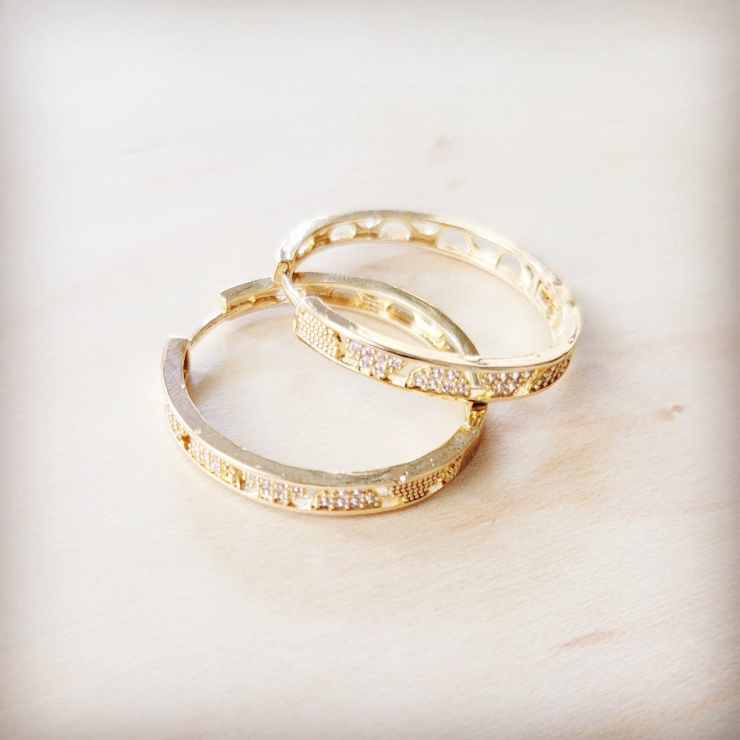 Geometric Sparkle Statement Gold Hoop Earrings 219ck