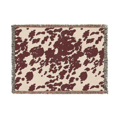 Cowhide Pattern Woven Blanket — Rustic Western Throw for Living Room & Cabin