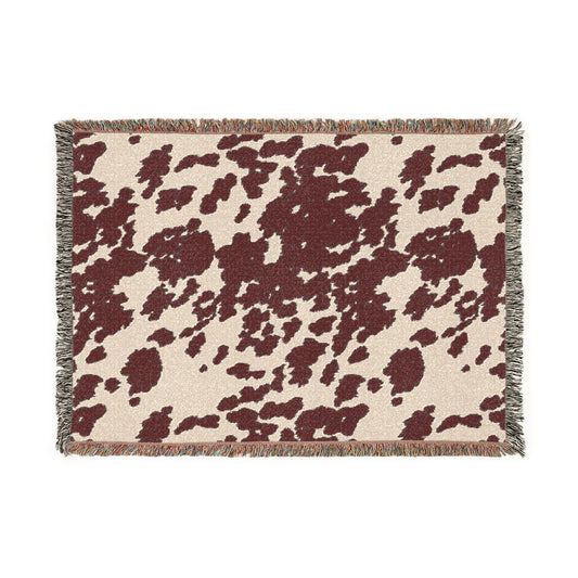 Cowhide Pattern Woven Blanket — Rustic Western Throw for Living Room & Cabin