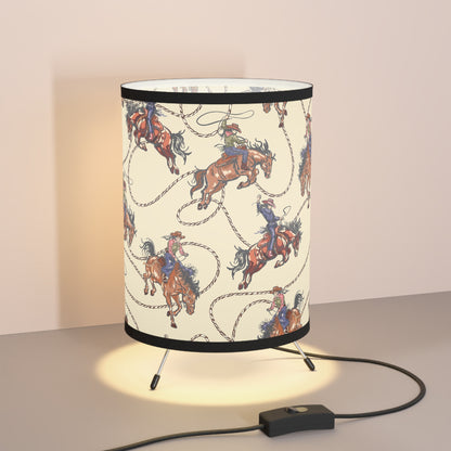 Western Cowboy Tripod Lamp with High-Res Printed Shade