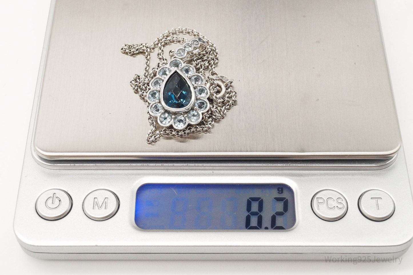 Vintage Blue Topaz Sterling Silver Necklace