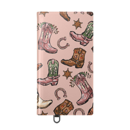 Western Boots Flip Wallet Phone Cases Pink
