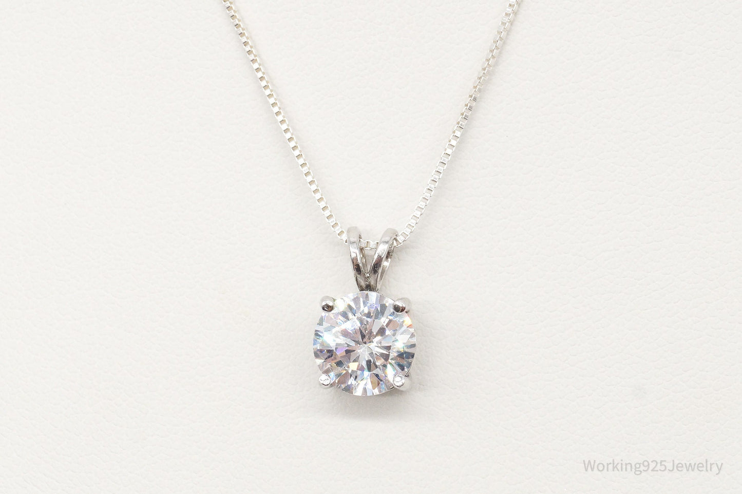 Vintage FAS Large Cubic Zirconia Sterling Silver Necklace