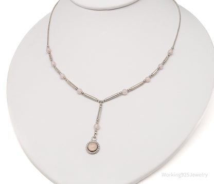 Vintage Western QT Inc Rose Quartz Sterling Silver Beaded Necklace 16"