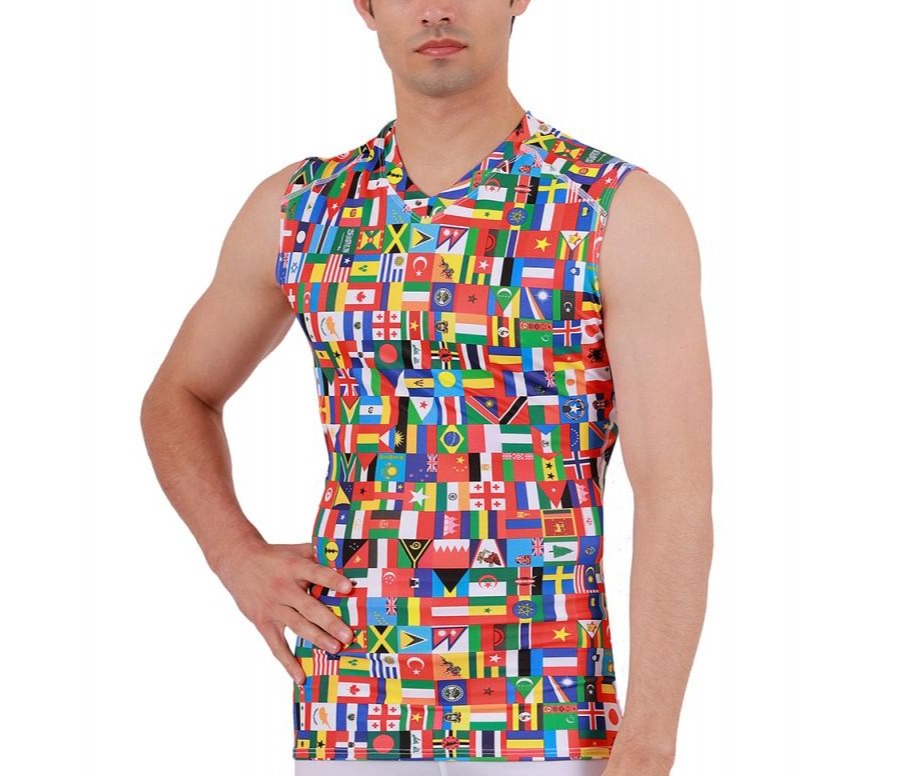 Insta Slim Flags Activewear Sleeveless High V-Neck 5VAT013