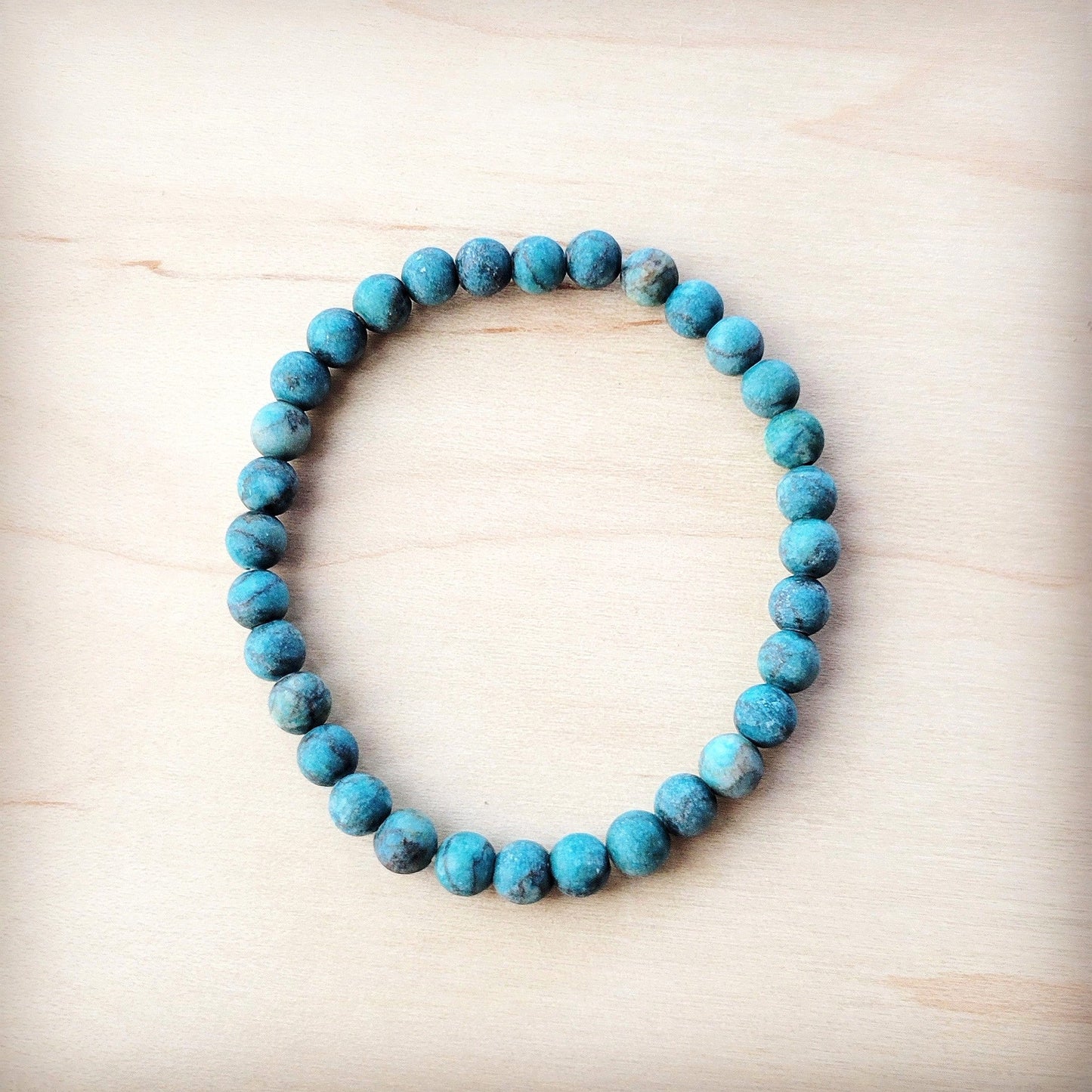 Natural American Turquoise Stretch Beaded Bracelet 811c