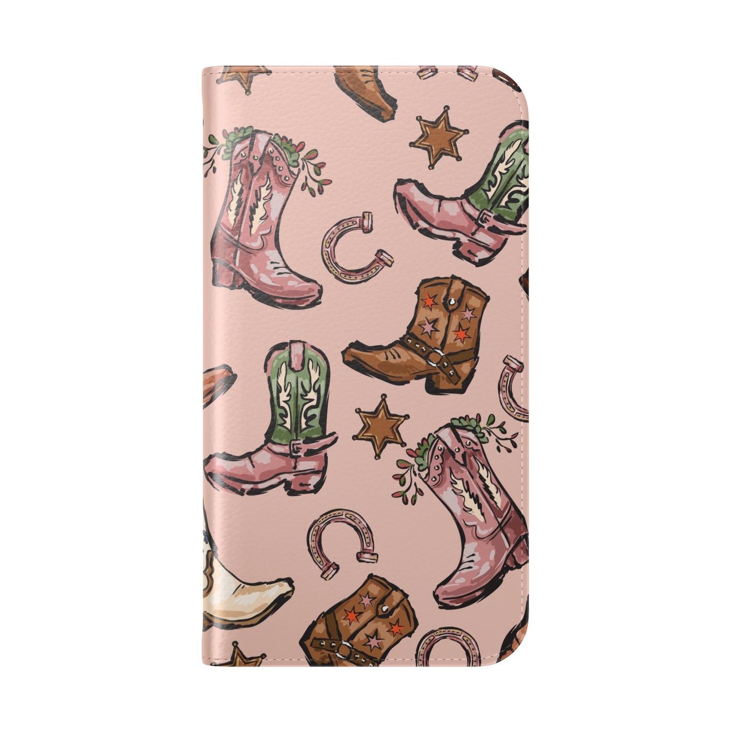 Western Boots Flip Wallet Phone Cases Pink