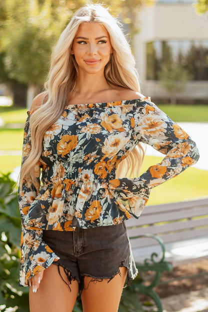 Azalea Sleeve Smocked Peplum Top