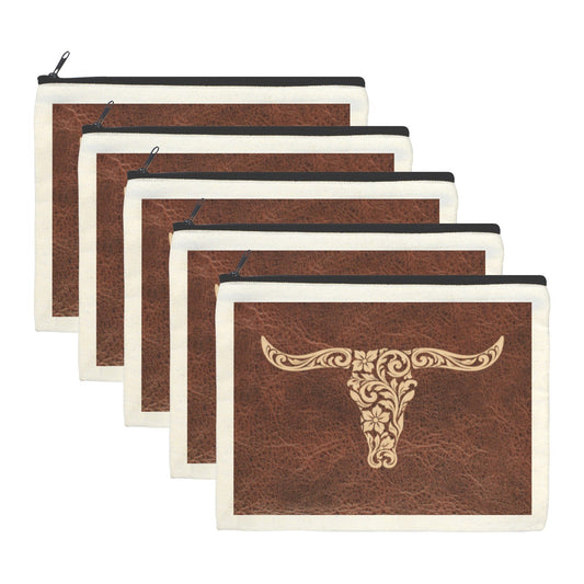 Tooled Longhorn Set of 5 bags Cosmetic Bag Made in America