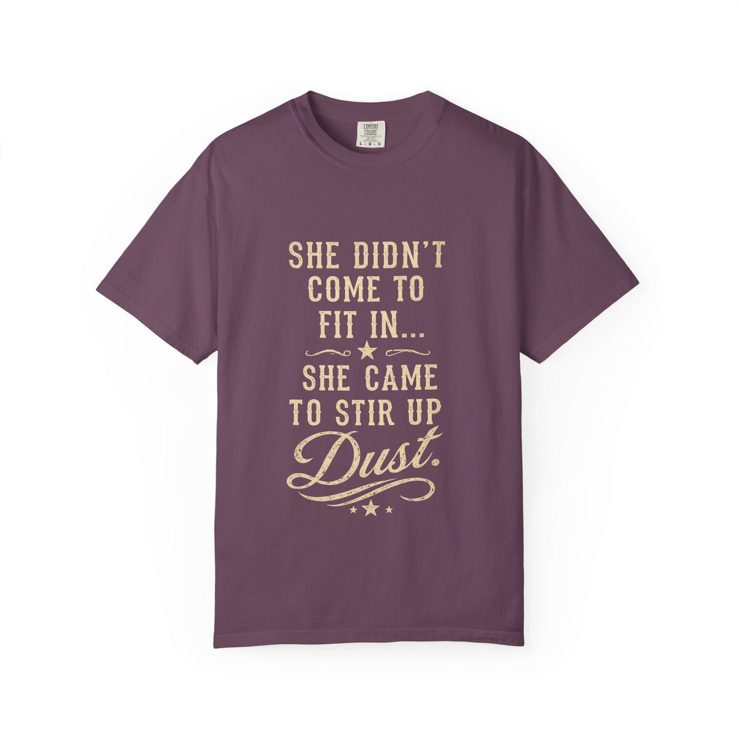 She Came to Stir Up Dust T‑Shirt — Western Inspirational Graphic Tee
