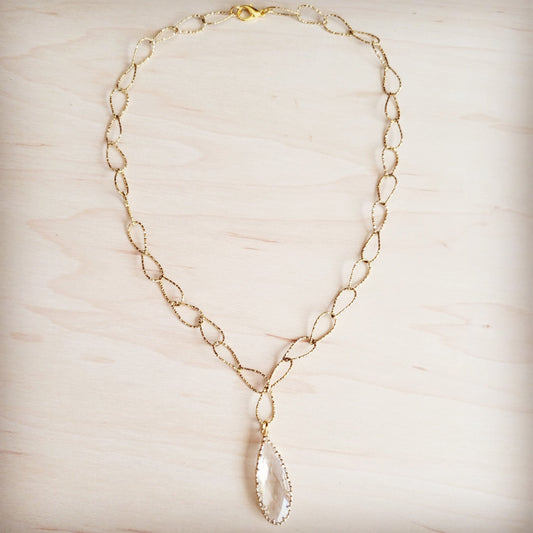 Gold Layering Chain Necklace w/ Boho Luxe Teardrop Pendant 257kp