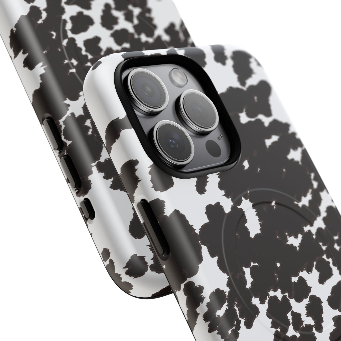 Cow Print Tough Magnetic Phone Case — Black & White Protective MagSafe Cover