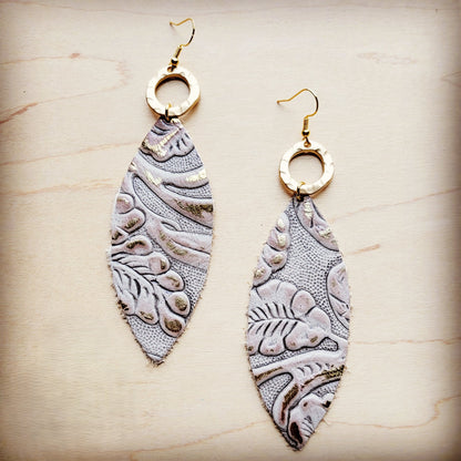 **Leather Oval Earrings in Gilded Cowboy w/ Matte Accent 207d