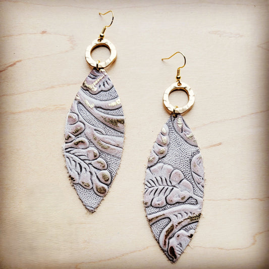 **Leather Oval Earrings in Gilded Cowboy w/ Matte Accent 207d