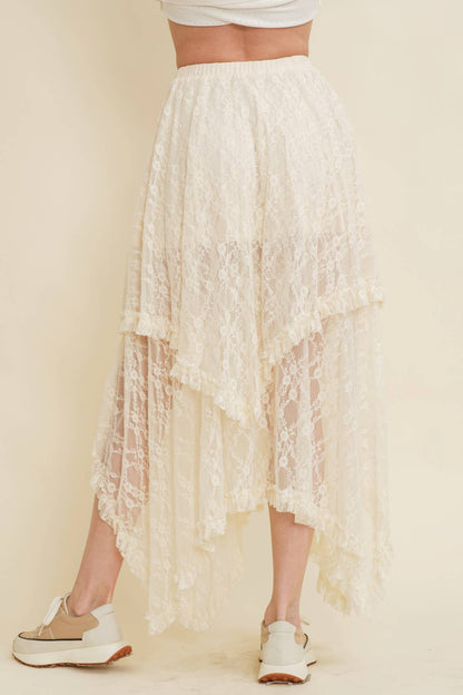 LAYERED FLORAL MIDI SKIRT