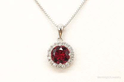 Red & White Cubic Zirconia Sterling Silver Necklace