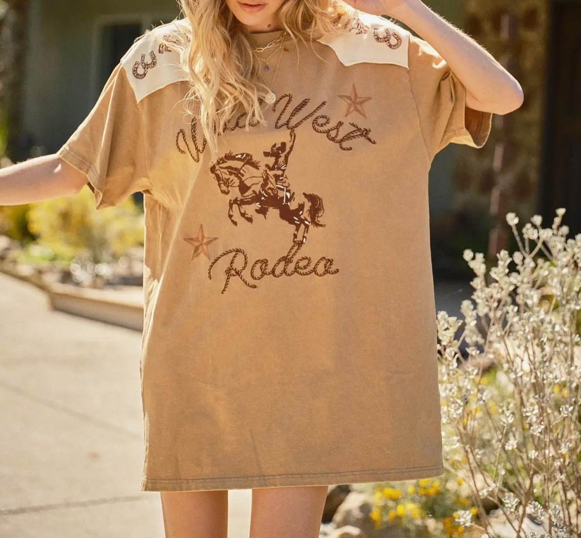 The Wild West Rodeo Embroidered T-Shirt Dress