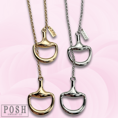 Equestrian snaffle bit lariat necklace