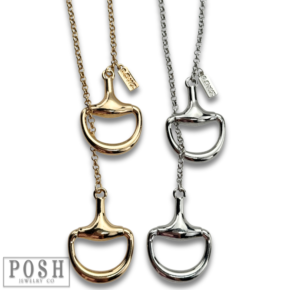 Equestrian snaffle bit lariat necklace