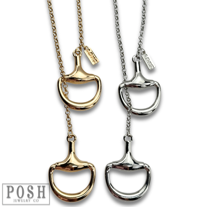 Equestrian snaffle bit lariat necklace