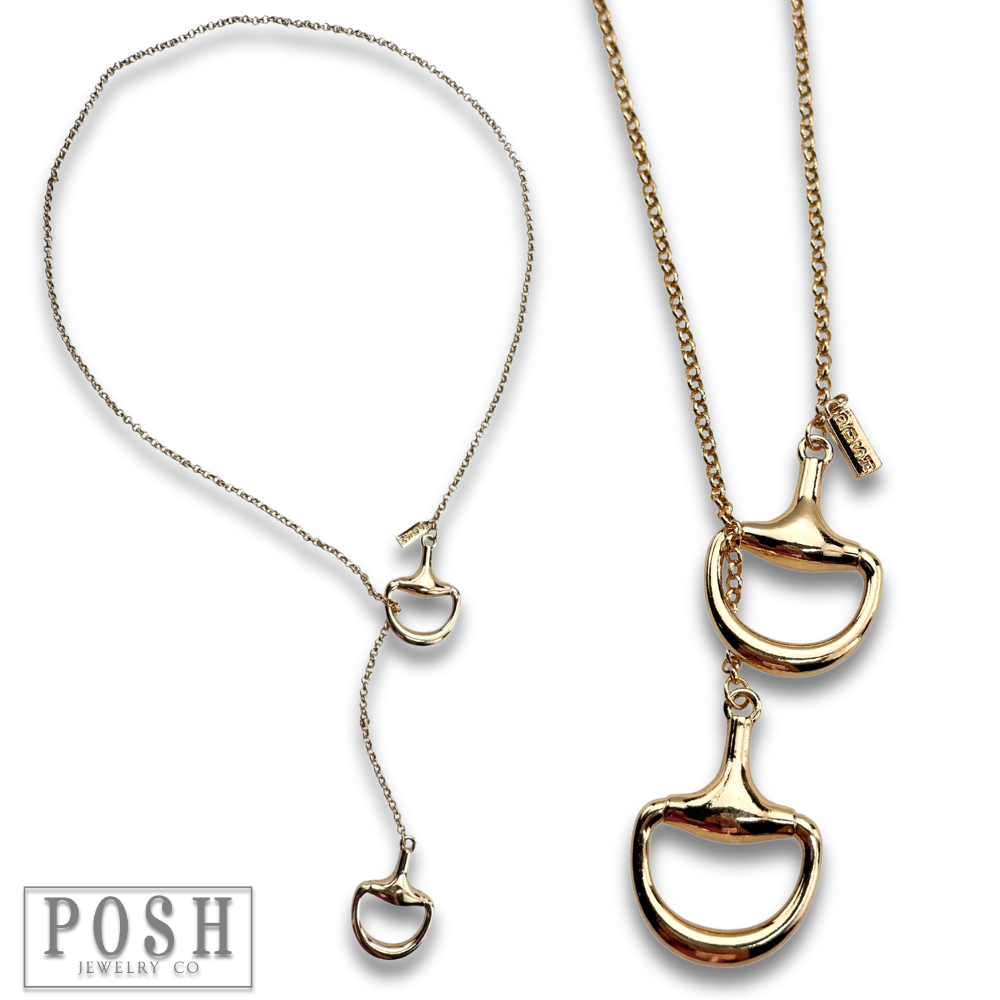 Equestrian snaffle bit lariat necklace