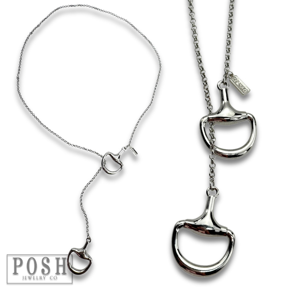 Equestrian snaffle bit lariat necklace