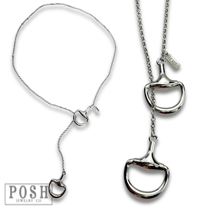 Equestrian snaffle bit lariat necklace