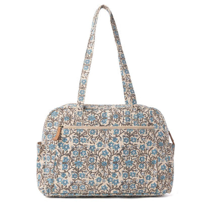 Sunnyfield Cotton Diaper Bag in Dusty Teal: Dusty Teal