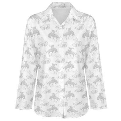Baha Ranch Faded Rodeo Cowboy Western Button Up Blouse