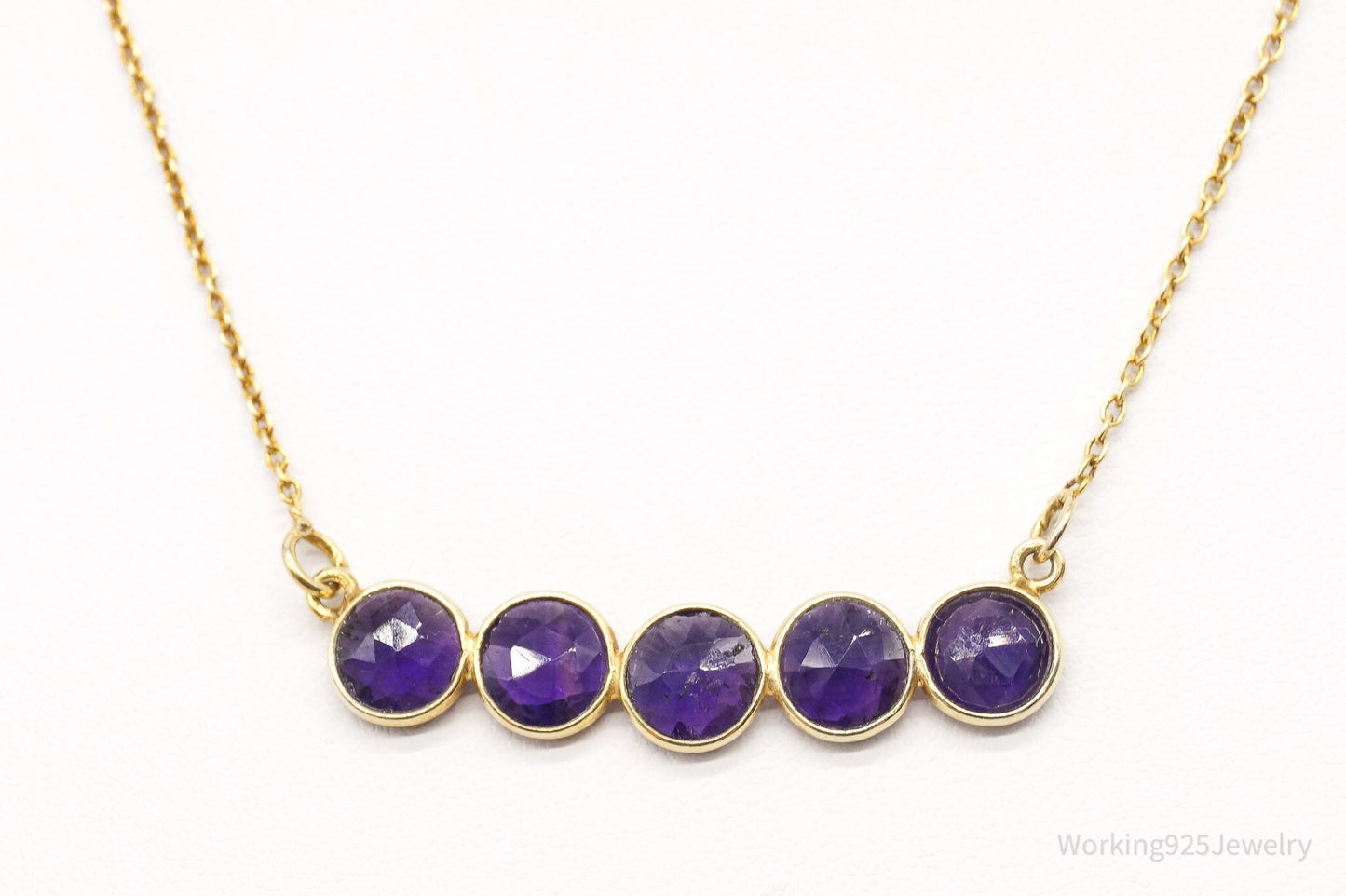 Vintage Amethyst Gold Vermeil Sterling Silver Necklace