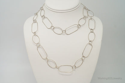 Long Designer Silpada Oval Link Textured Sterling Silver Necklace