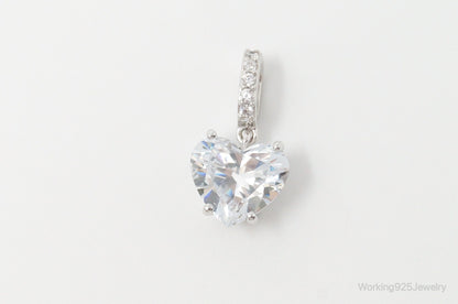 Vintage Heart Cubic Zirconia Sterling Silver Necklace Pendant