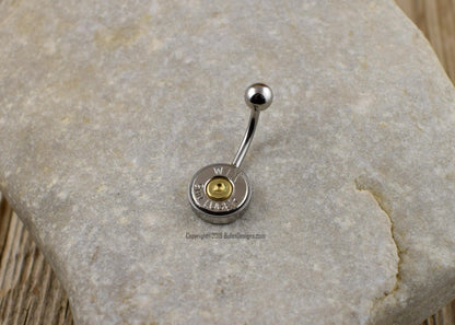 Bullet Belly Ring, 9mm, 40 Cal, 38 Sp. 357 Mag, NON-DANGLE