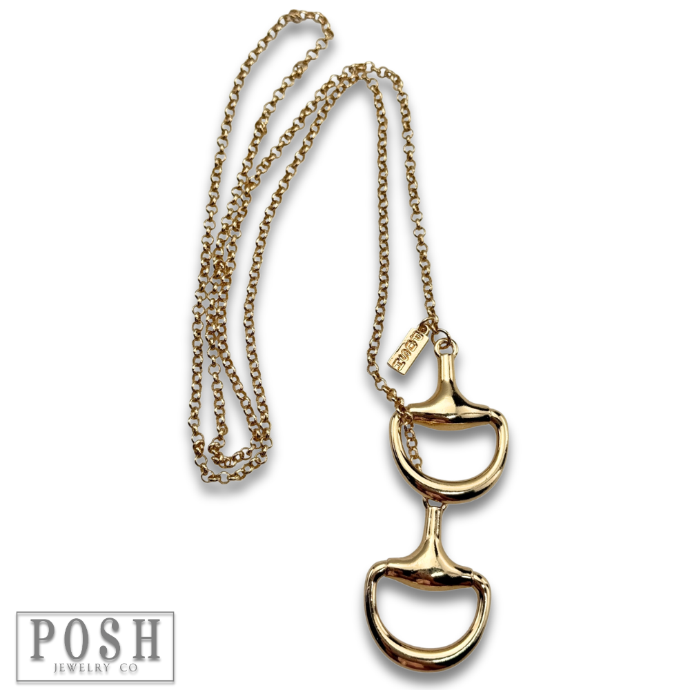 Equestrian snaffle bit lariat necklace