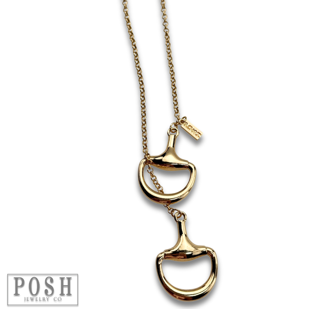 Equestrian snaffle bit lariat necklace
