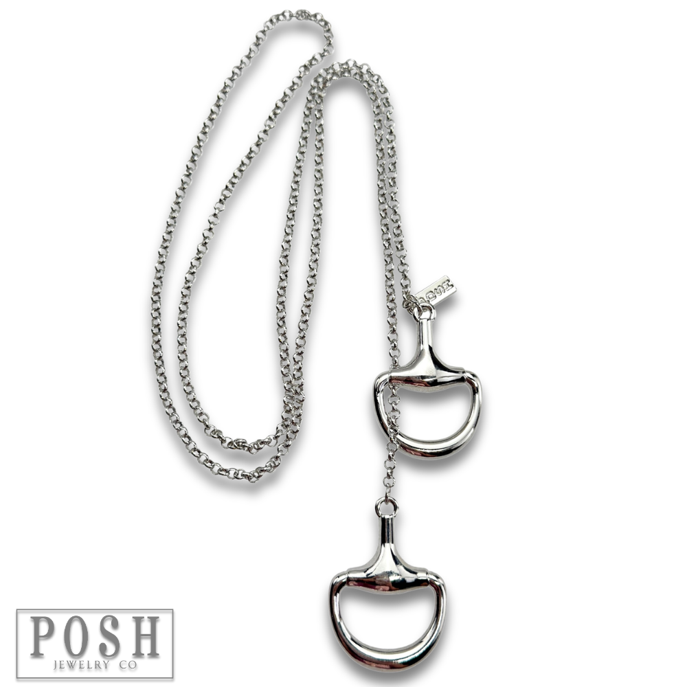 Equestrian snaffle bit lariat necklace
