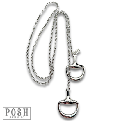Equestrian snaffle bit lariat necklace