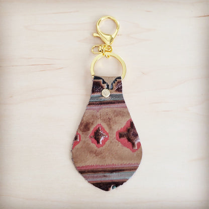 Leather Keychain-Red Brown Navajo 702L