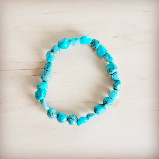 Small Beaded Turquoise Stretch Bracelet 812b