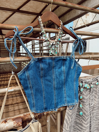 The Dumas Denim Corset Top