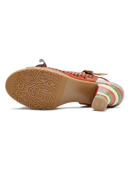 Fish Mouth Three Flowers Hollow Sandals