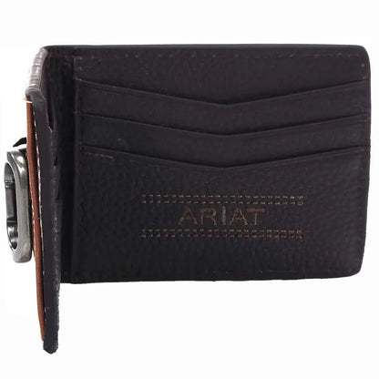 Ariat Embossesd Floral Basketweave - Men's Bi-Fold Money Clip Wallet