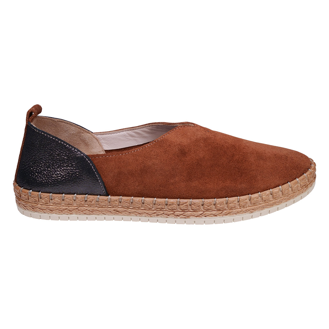 Paisley Olive Two Tone Suede Slip on Flats
