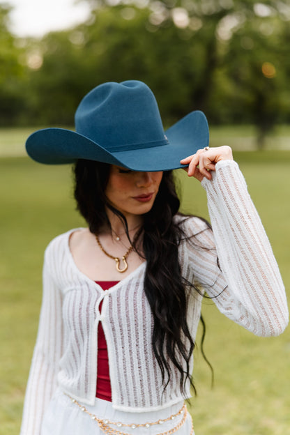 Wren Merino Wool Cowboy Hat - Peacock Blue