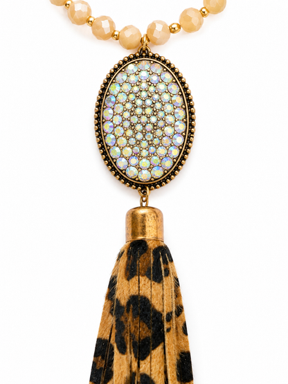 Gem Illusions Leopard Luxe Tassel Necklace