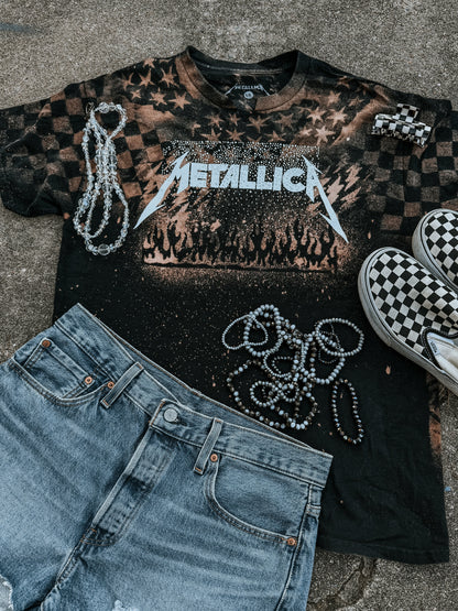 Upcycled By Katie: Metallica Ride the Lightning Bleached Patchwork Tee L (One of a Kind)