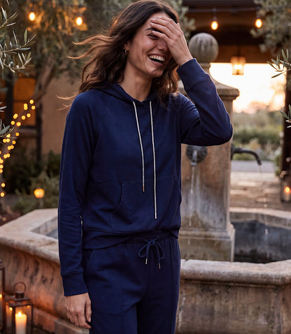 Rhinestone Drawstring Hoodie Sweatshirt